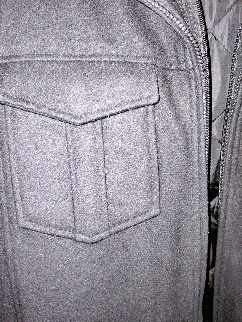 GUESS Men's Wool Coat - Black, Size Large, Preowned