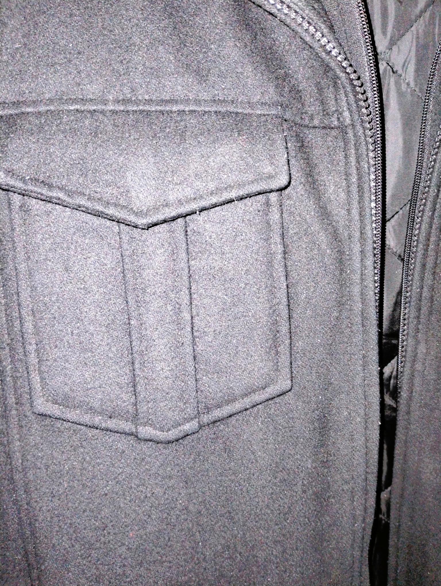 GUESS Men's Wool Coat - Black, Size Large, Preowned