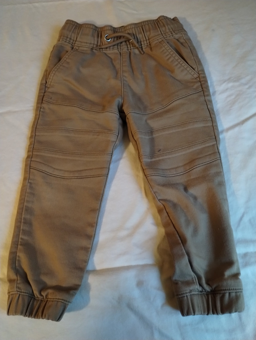 Kids' Brown Jogger Pants with Drawstring and Zip Pockets - Preowned