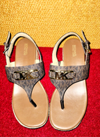 Michael Kors Signature MK Logo Sandal with Gold Hardware