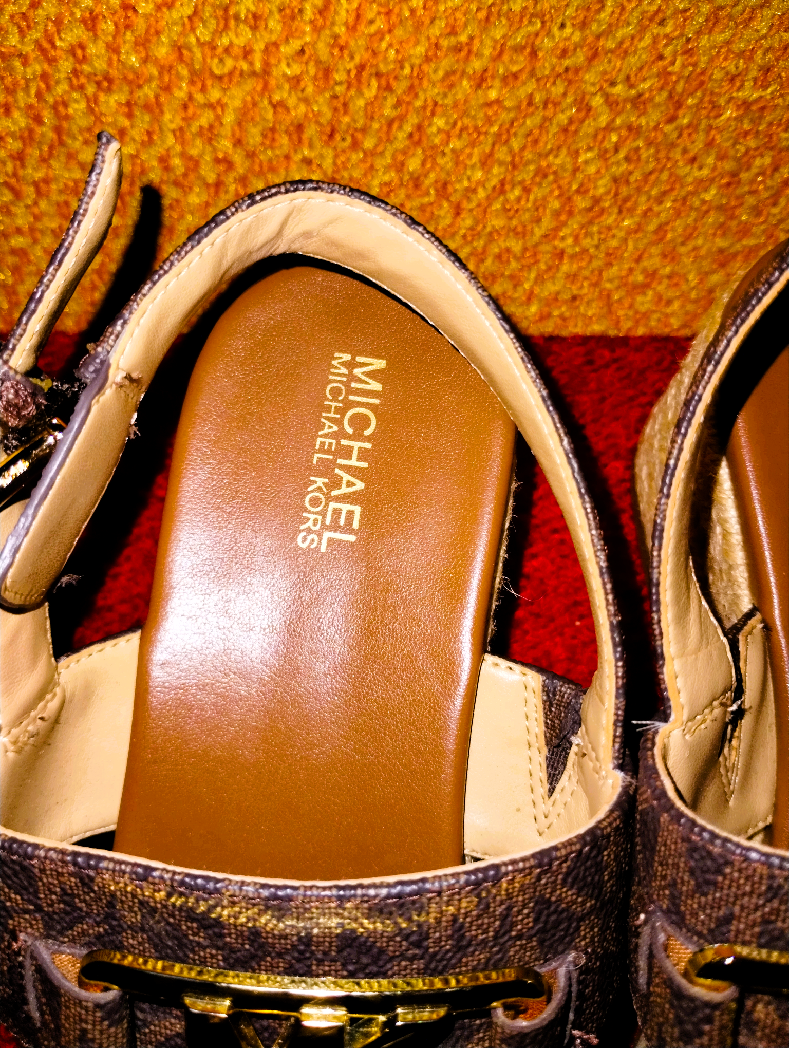 Michael Kors Signature MK Logo Sandal with Gold Hardware