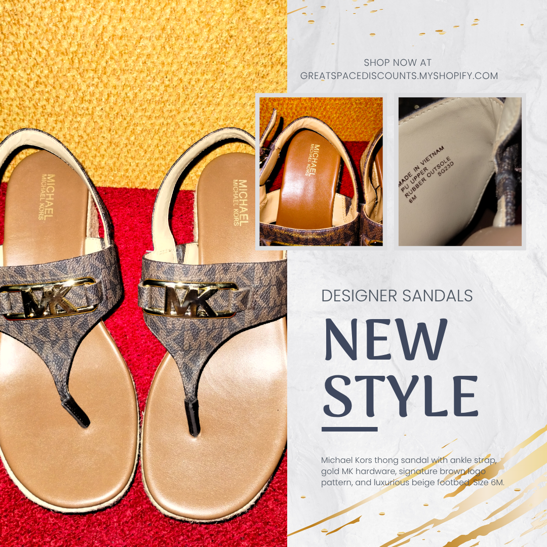 Michael Kors Signature MK Logo Sandal with Gold Hardware