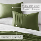 Twin/Twin XL Microfiber Pleated Soft Lightweight Comforter Set Olive Green