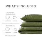 Twin/Twin XL Microfiber Pleated Soft Lightweight Comforter Set Olive Green