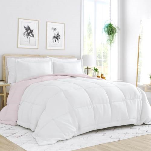 Blush Pink Reversible Microfiber Comforter Set - Twin/Twin XL, 2-Piece