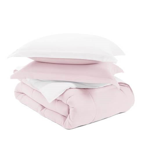 Blush Pink Reversible Microfiber Comforter Set - Twin/Twin XL, 2-Piece