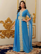 Women Muslim Abaya Kaftan Dress Lace Ethnic Moroccan Dress Eid Prayer Clothes Arabian Maxi Robe