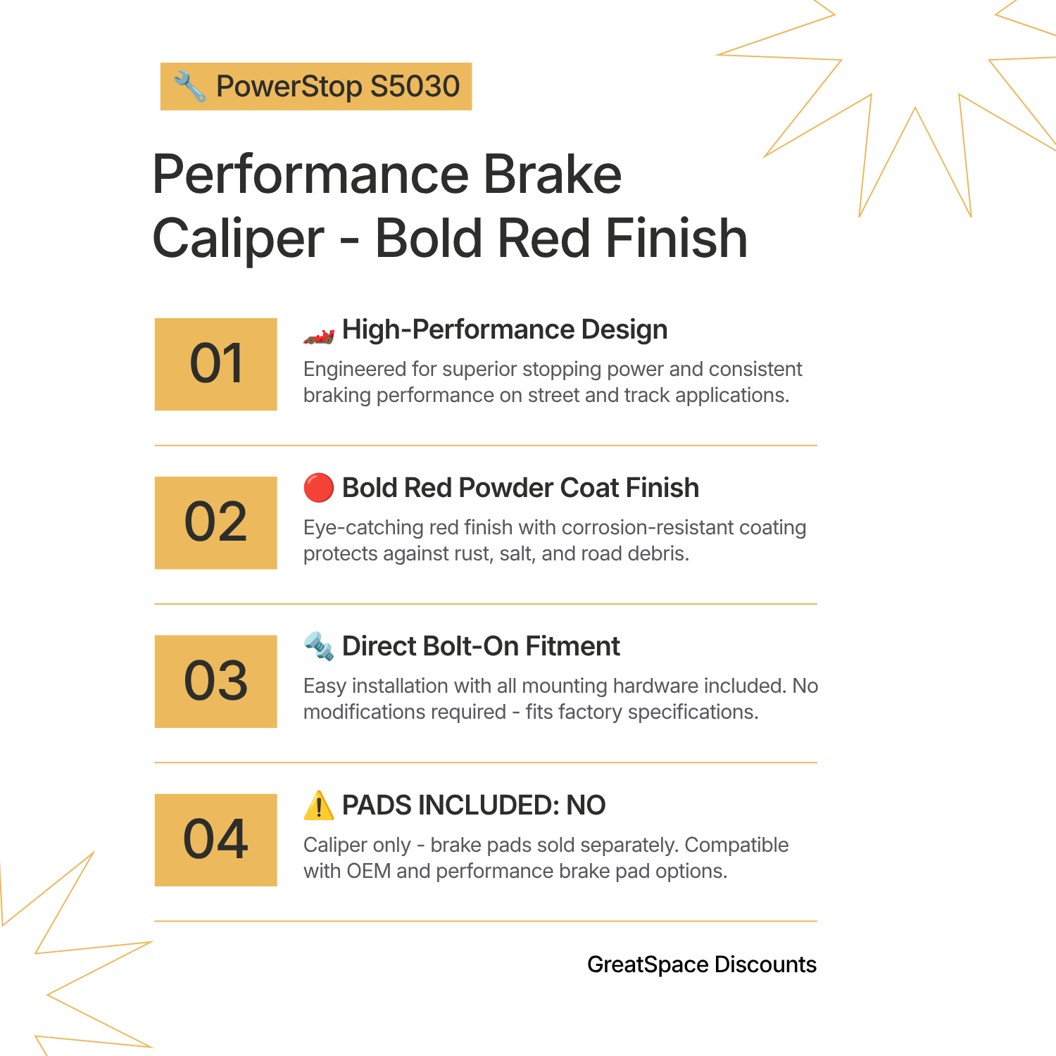 PowerStop S5030 Performance Brake Caliper - Brand New!