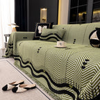 Chenille Sofa Throw Cover, Textured Chevron Decorative Couch Blanket for Living Room