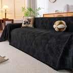 Cozy Textured Couch Protector with Fringe, Universal Soft Slipcover for Couch Sofa Bed