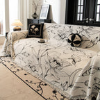 Large Floral Sofa Cover Throw Blanket, Plush Jacquard Non-Shedding Couch Cover for Pets