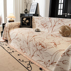 Large Floral Sofa Cover Throw Blanket, Plush Jacquard Non-Shedding Couch Cover for Pets