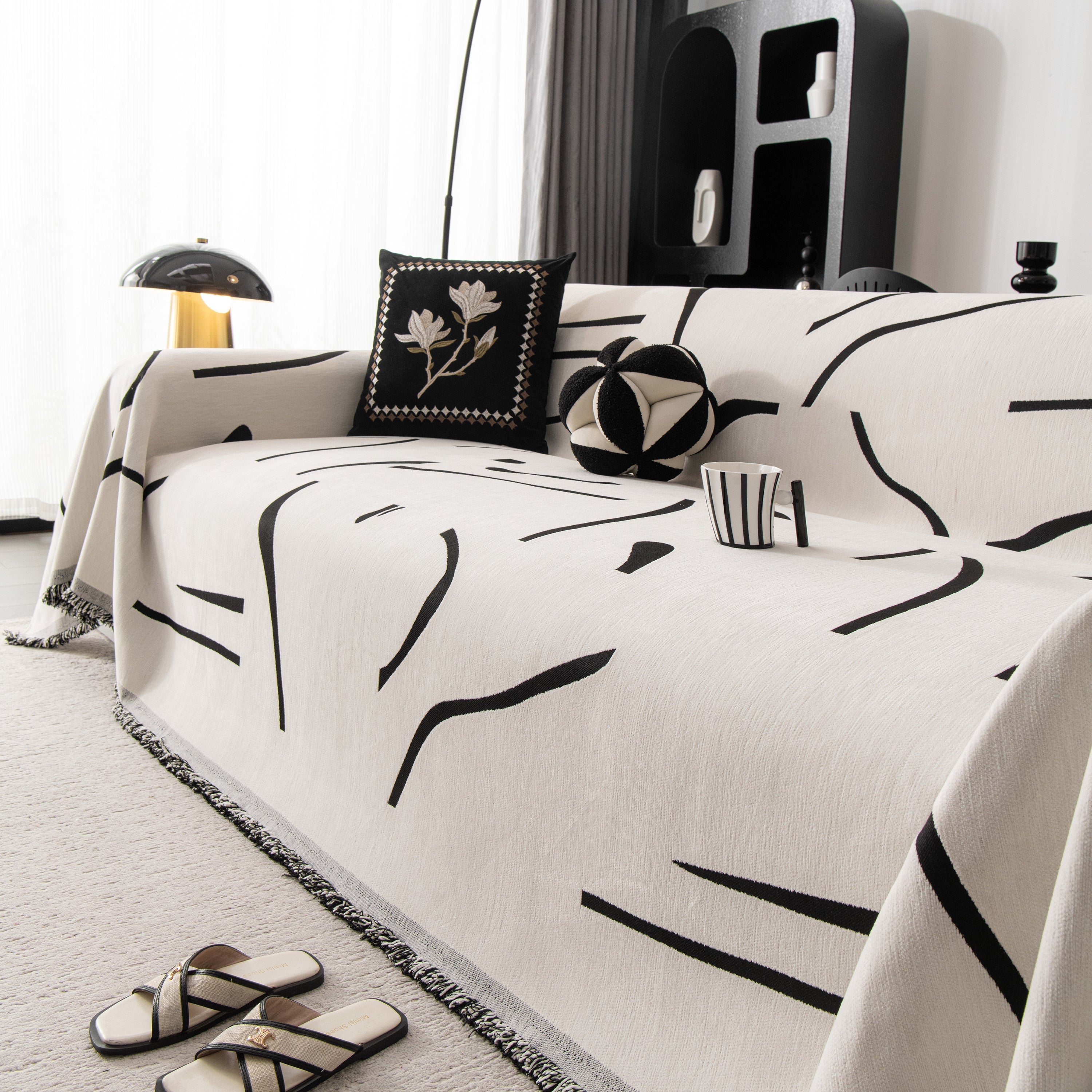 Modern Abstract Couch Cover Blanket, Decor Furniture Protector for Sectional Sofa