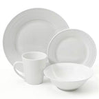 16-Piece White Ceramic Dinnerware Set w/ Bowls Plates and Mugs - Service for 4 - GreatSpace Discounts