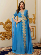 Women Muslim Abaya Kaftan Dress Lace Ethnic Moroccan Dress Eid Prayer Clothes Arabian Maxi Robe