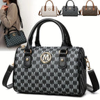 Women Alphabet Shoulder Bag with Golden "M" Logo, Synthetic Faux Leather Small Crossbody Bag for Work, Travel, Parties, and Gift