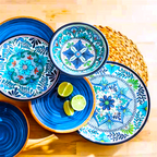 12-Piece Melamine Dinnerware Plates Bowls Set with Blue Floral Pattern - GreatSpace Discounts