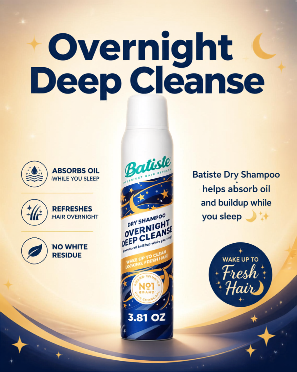 🌙 Batiste Overnight Deep Cleanse Dry Shampoo | 3.81 oz