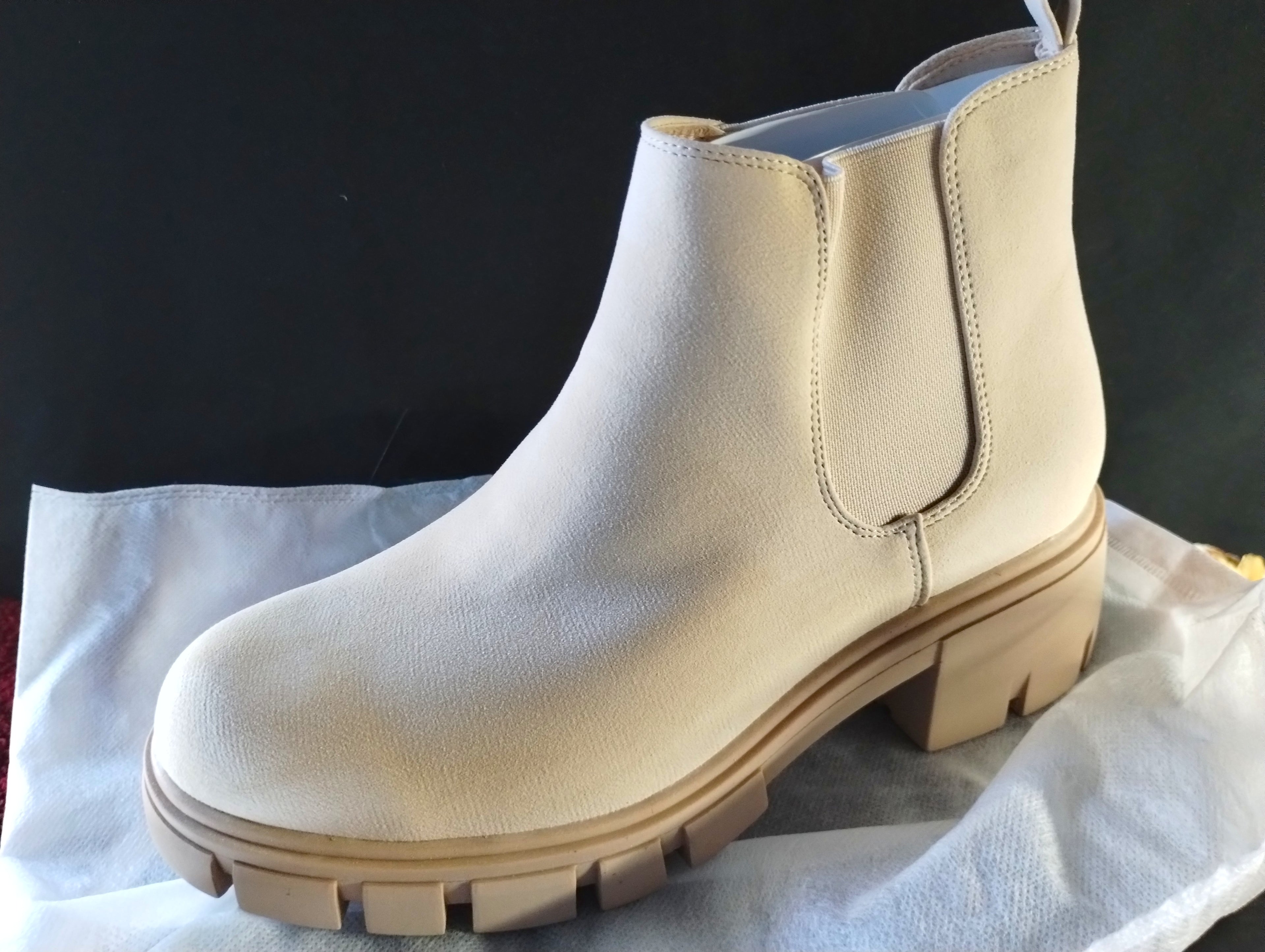 Mysoft Women’s Nude Waterproof Ankle Booties 👢✨ | Size 8