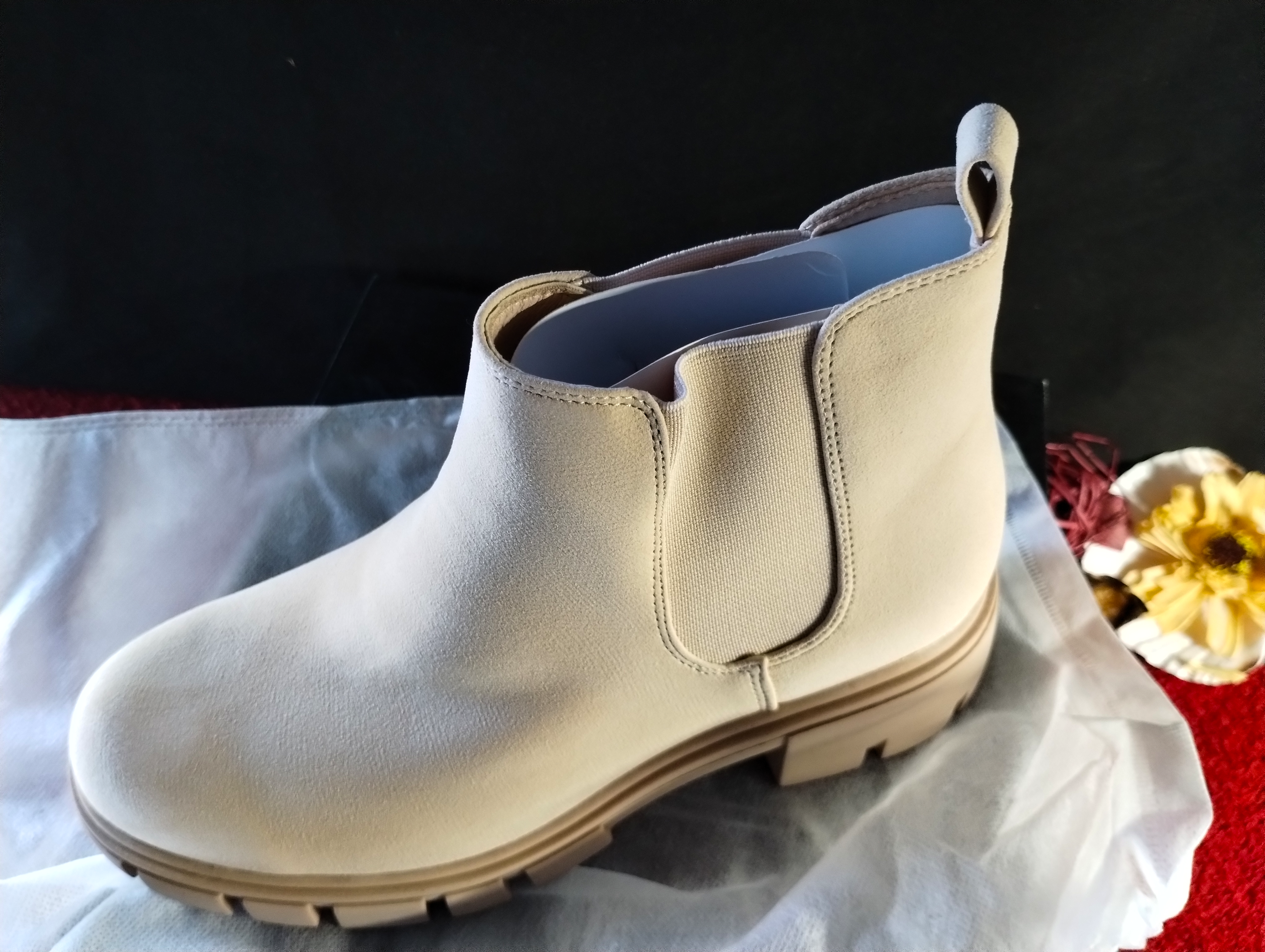 Mysoft Women’s Nude Waterproof Ankle Booties 👢✨ | Size 8