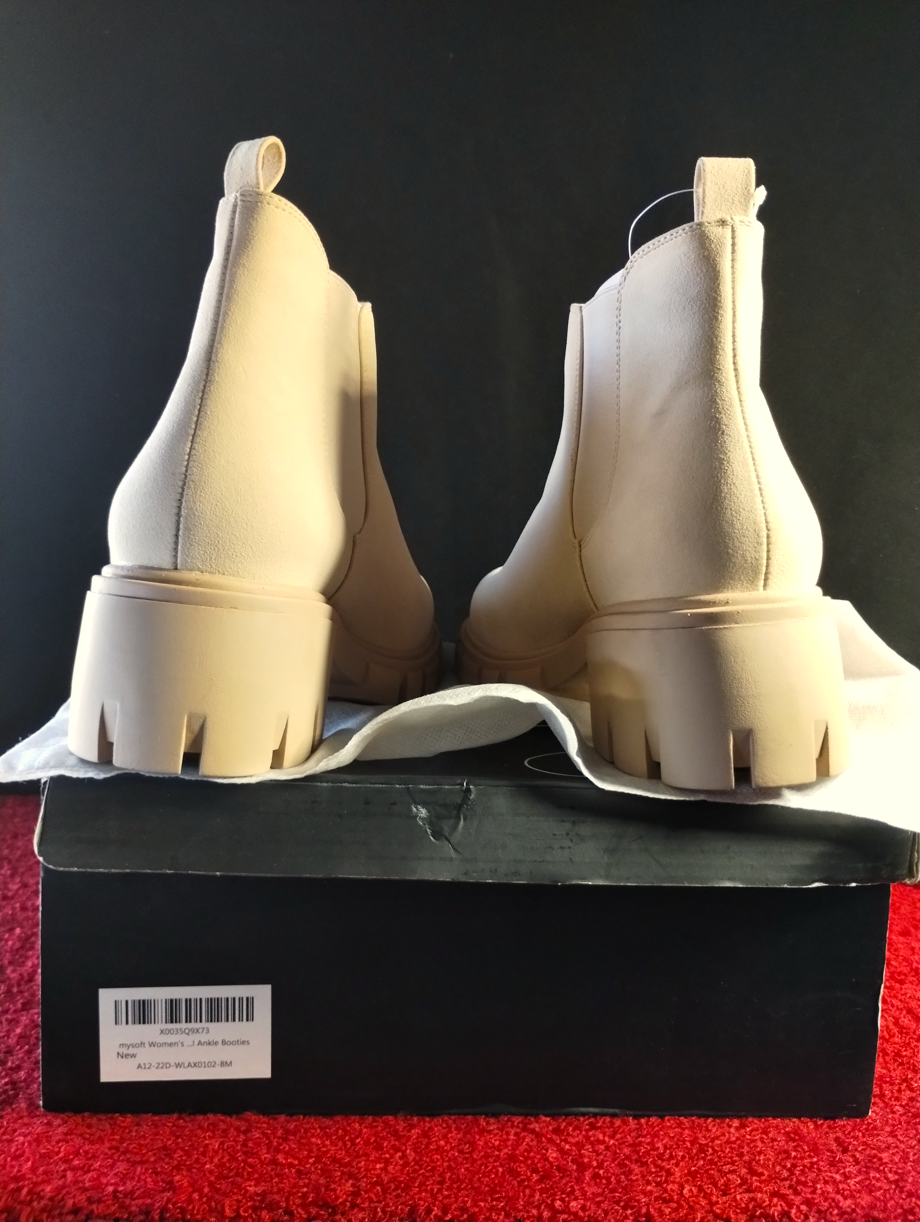 Mysoft Women’s Nude Waterproof Ankle Booties 👢✨ | Size 8