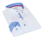 Edward// // Cotton Knit-Stretch Button-Up Shirt With Contrast Details // White // Tailored Fit (Fitted) - GreatSpace Discounts