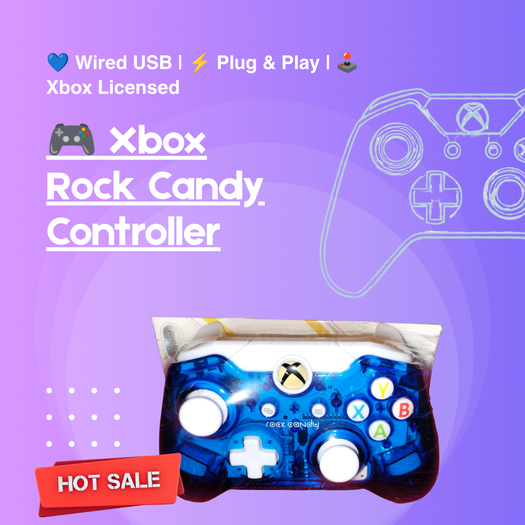 Xbox Rock Candy Wired Controller - Translucent Blue, Brand New