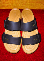 ✨ Crocs Brooklyn Buckle Low Wedge Sandals | Size 9W | Black & Tan