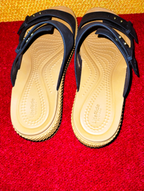 ✨ Crocs Brooklyn Buckle Low Wedge Sandals | Size 9W | Black & Tan