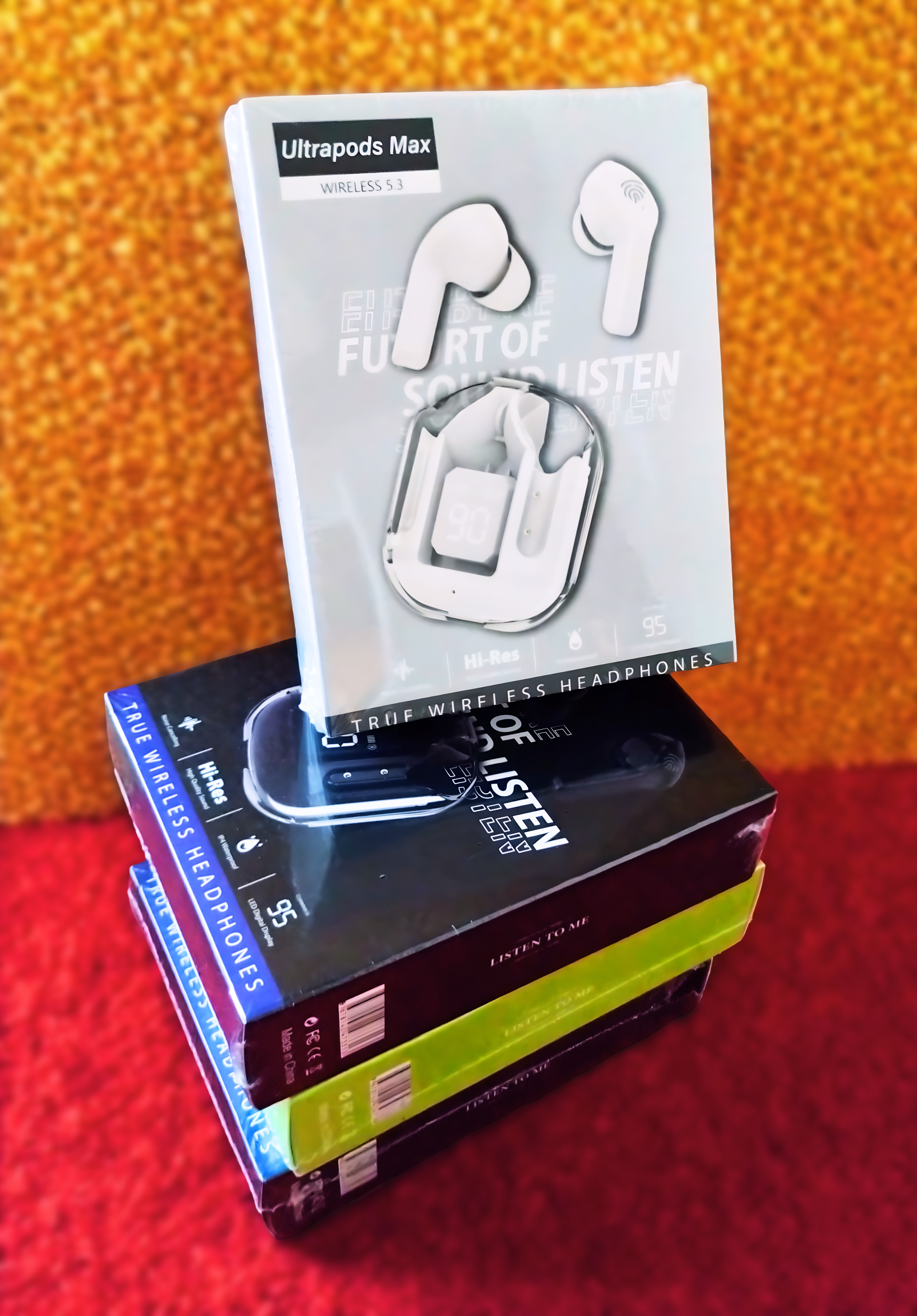 Ultrapods Max Bluetooth Earbuds Hi-Res Sound, Waterproof, Noise Canceling - Neon - GreatSpace Discounts