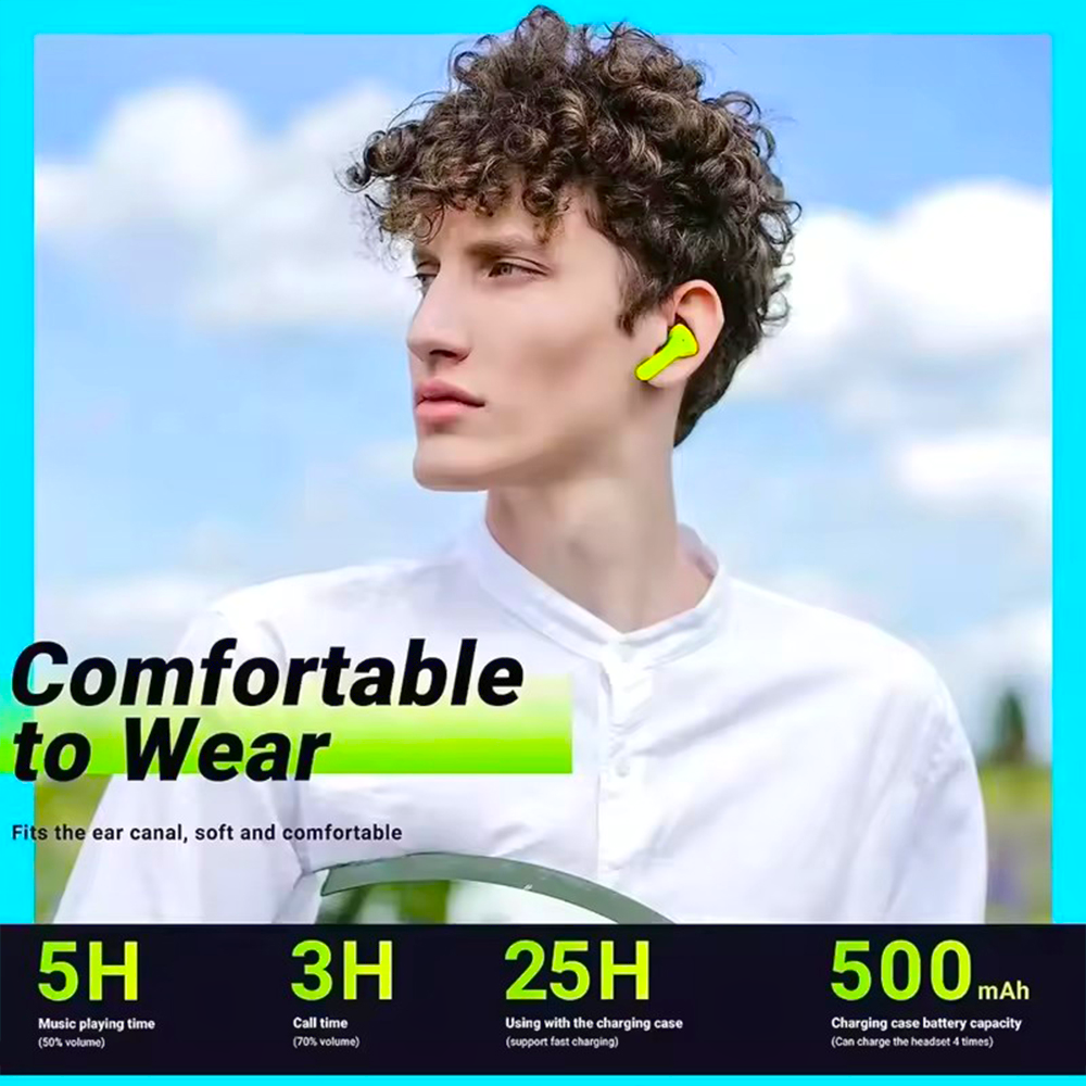 Ultrapods Max Bluetooth Earbuds Hi-Res Sound, Waterproof, Noise Canceling - Neon - GreatSpace Discounts
