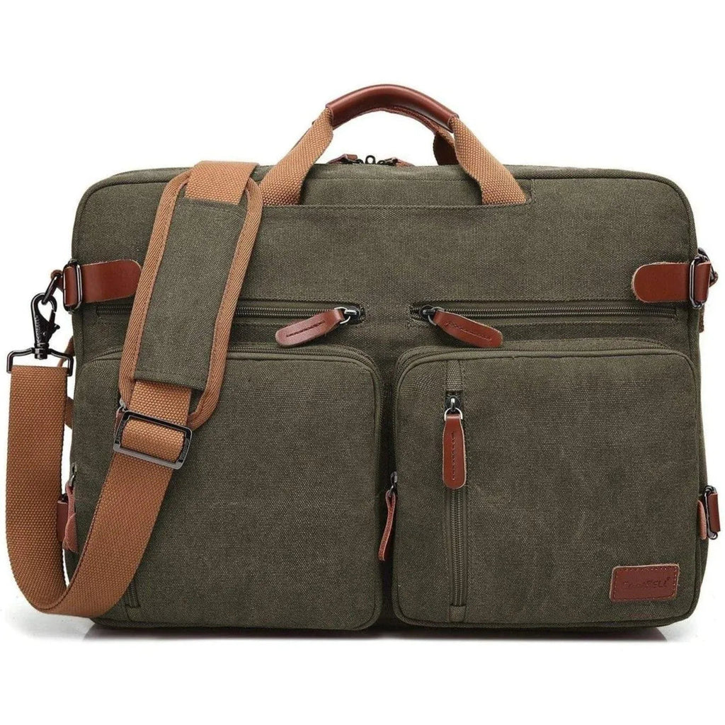 Oxford Canvas Messenger Bag – 3-in-1 Convertible Laptop Briefcase - GreatSpace Discounts
