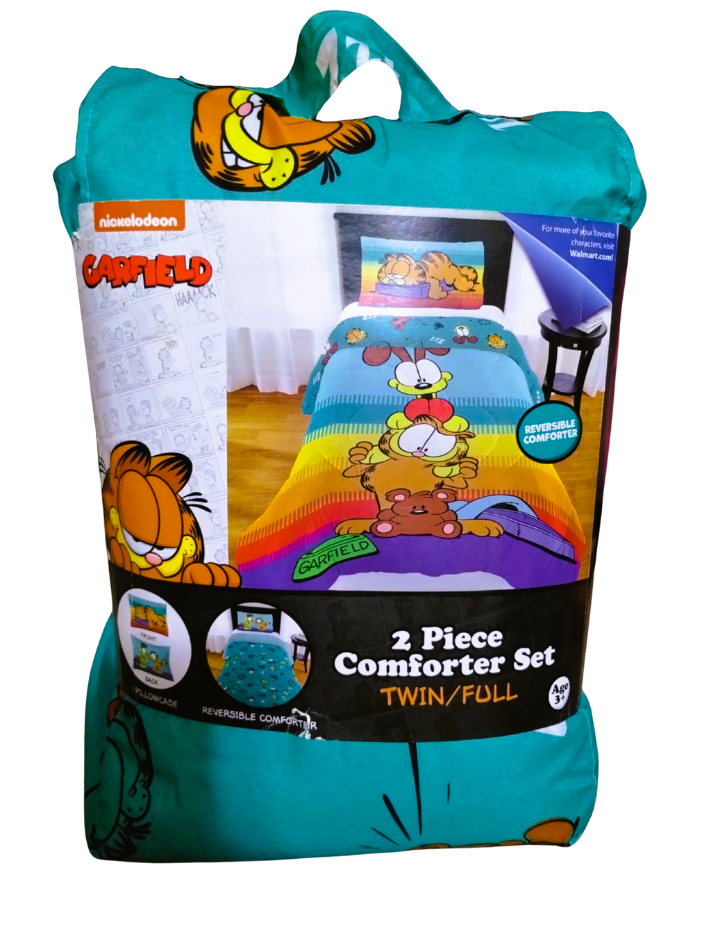 Garfield 2-Piece Comforter Set Twin/Full – Reversible Rainbow Design