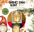 Snow Globe Lantern – Gnome Garden Scene with Glitter Snow