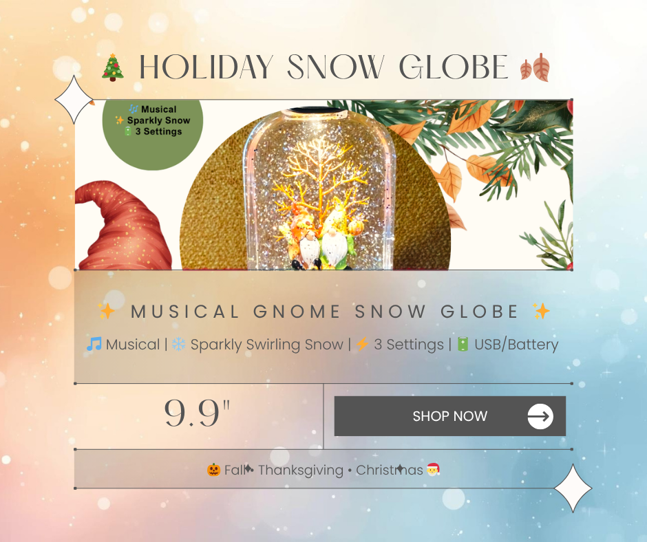 Snow Globe Lantern – Gnome Garden Scene with Glitter Snow