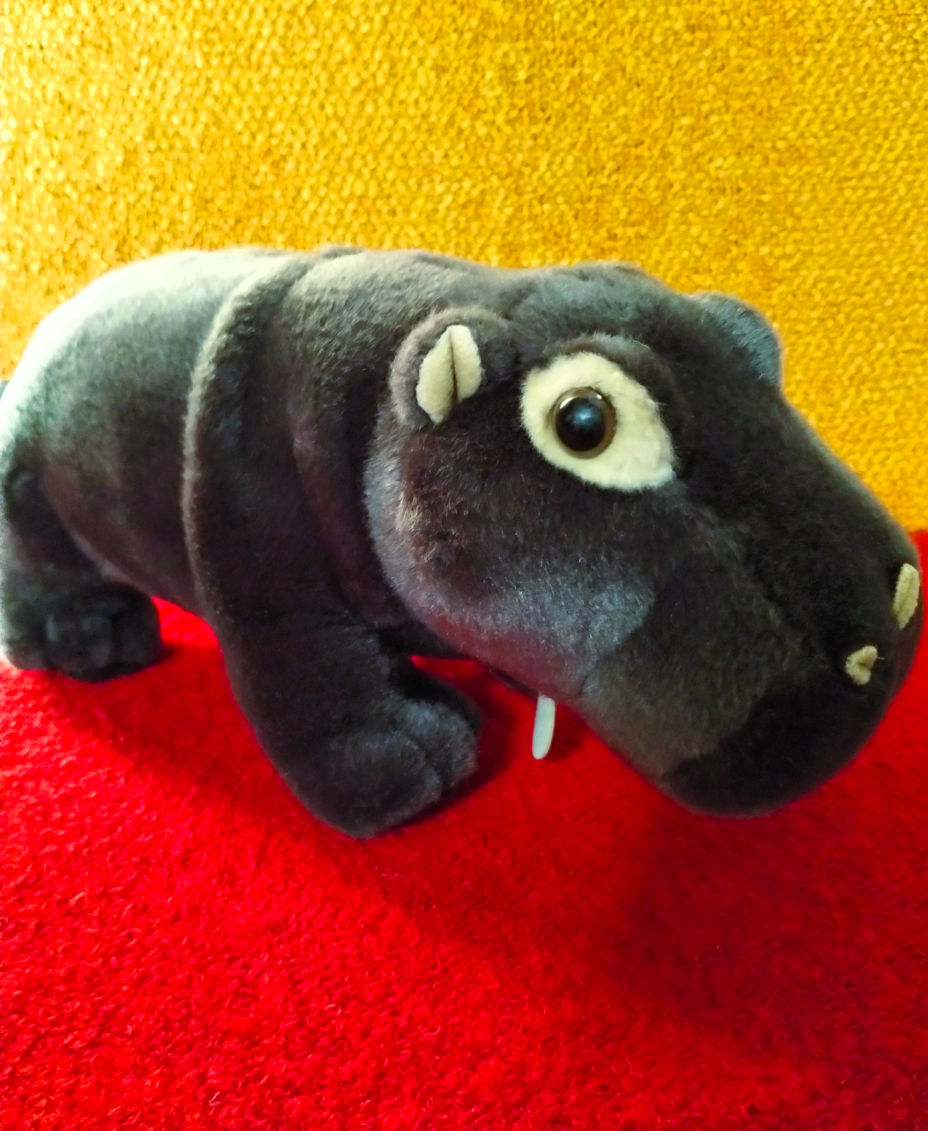 Aurora Miyoni Hippo 12" Realistic Plush, Medium Gray, Preowned