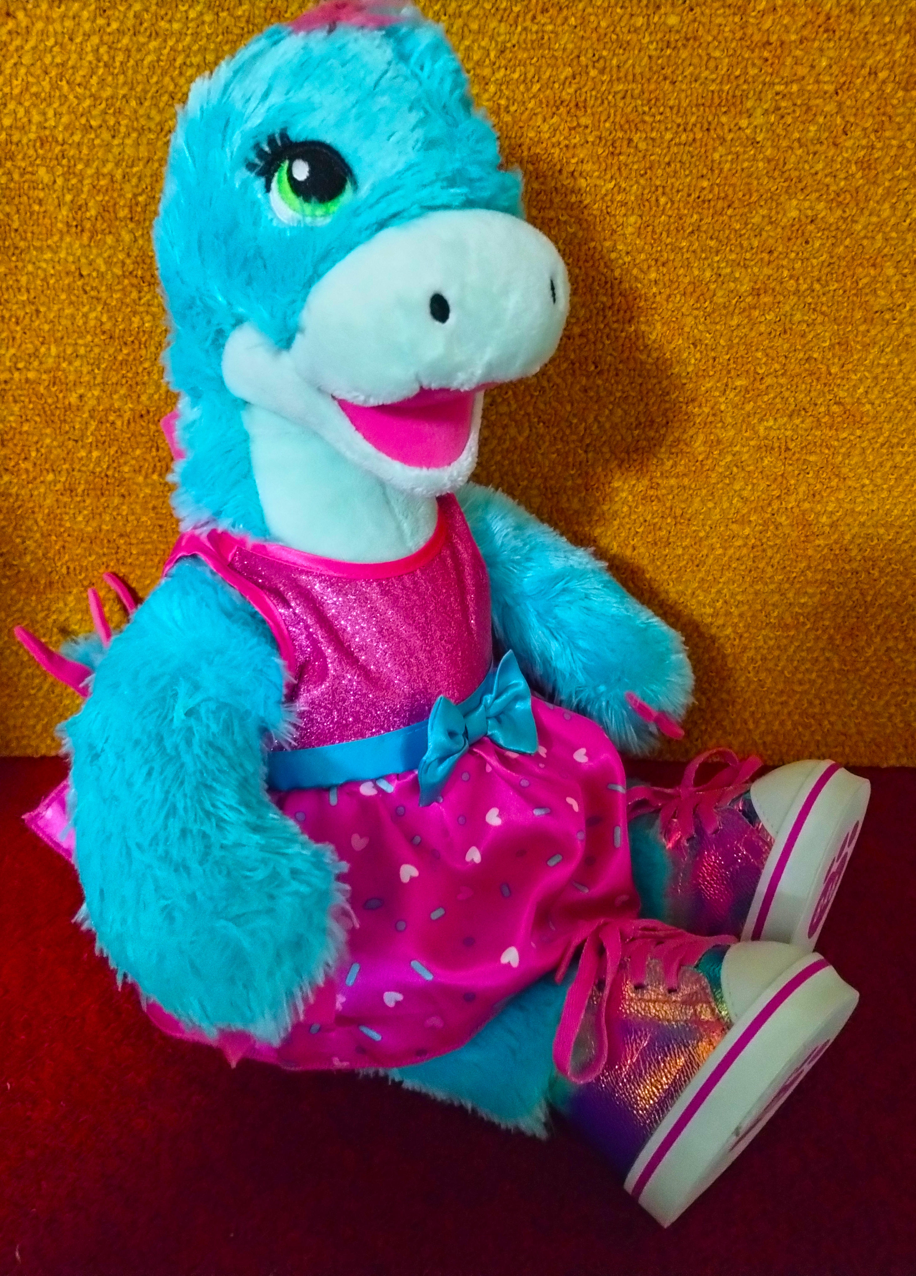 🦕B.A.B Turquoise Stegosaurus Soft Toy | Pink Dress & Glitter Sneakers✨   (Pre-owned)