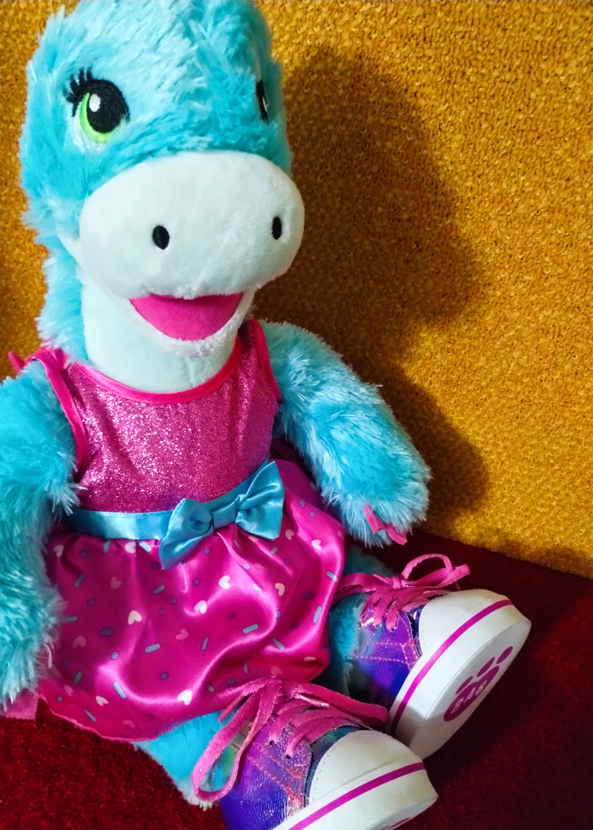 🦕B.A.B Turquoise Stegosaurus Soft Toy | Pink Dress & Glitter Sneakers✨   (Pre-owned)