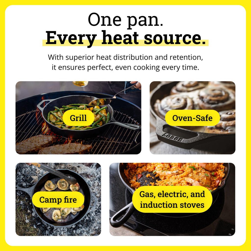 Lodge Cast Iron Skillet 10.25in - Pre-Seasoned, Durable Non-Toxic Cookware