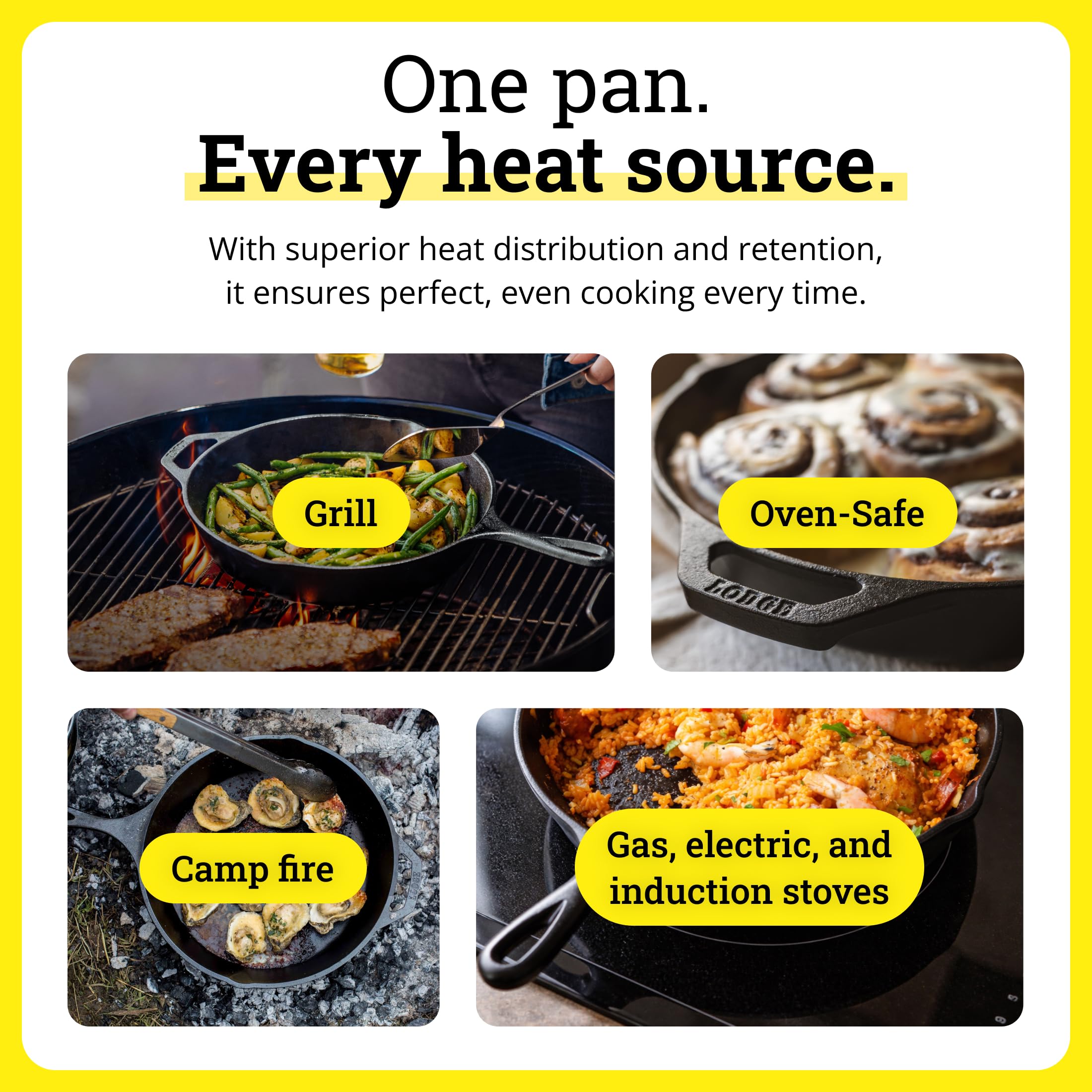 Lodge Cast Iron Skillet 10.25in - Pre-Seasoned, Durable Non-Toxic Cookware