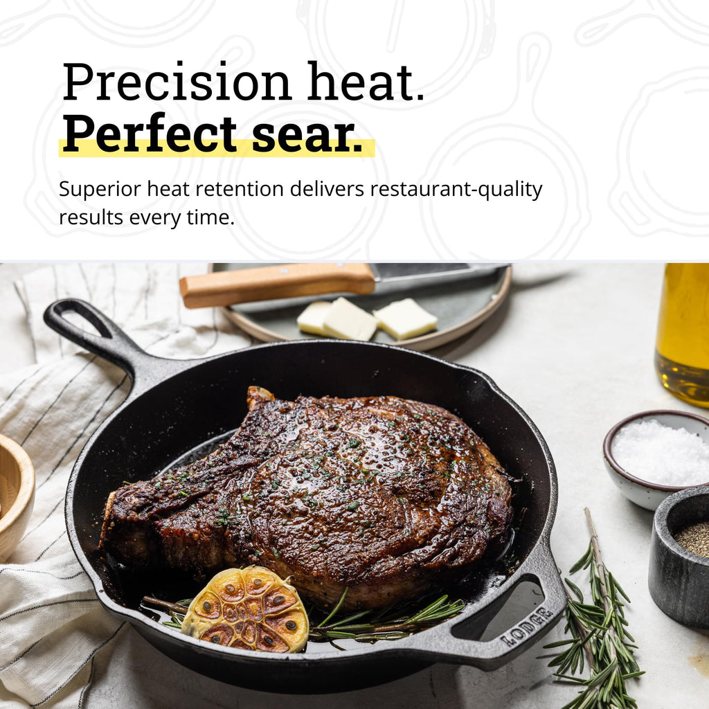 Lodge Cast Iron Skillet 10.25in - Pre-Seasoned, Durable Non-Toxic Cookware