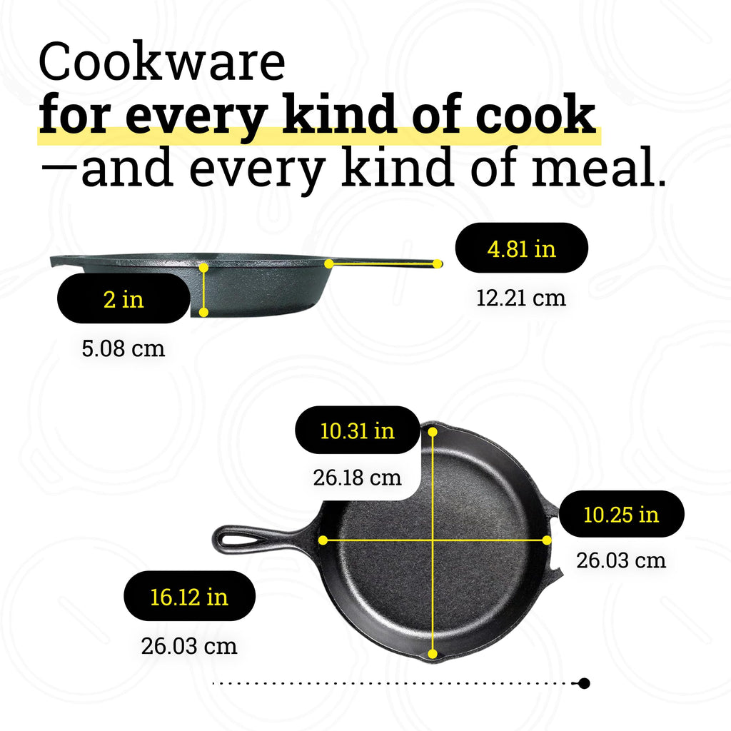Lodge Cast Iron Skillet 10.25in - Pre-Seasoned, Durable Non-Toxic Cookware