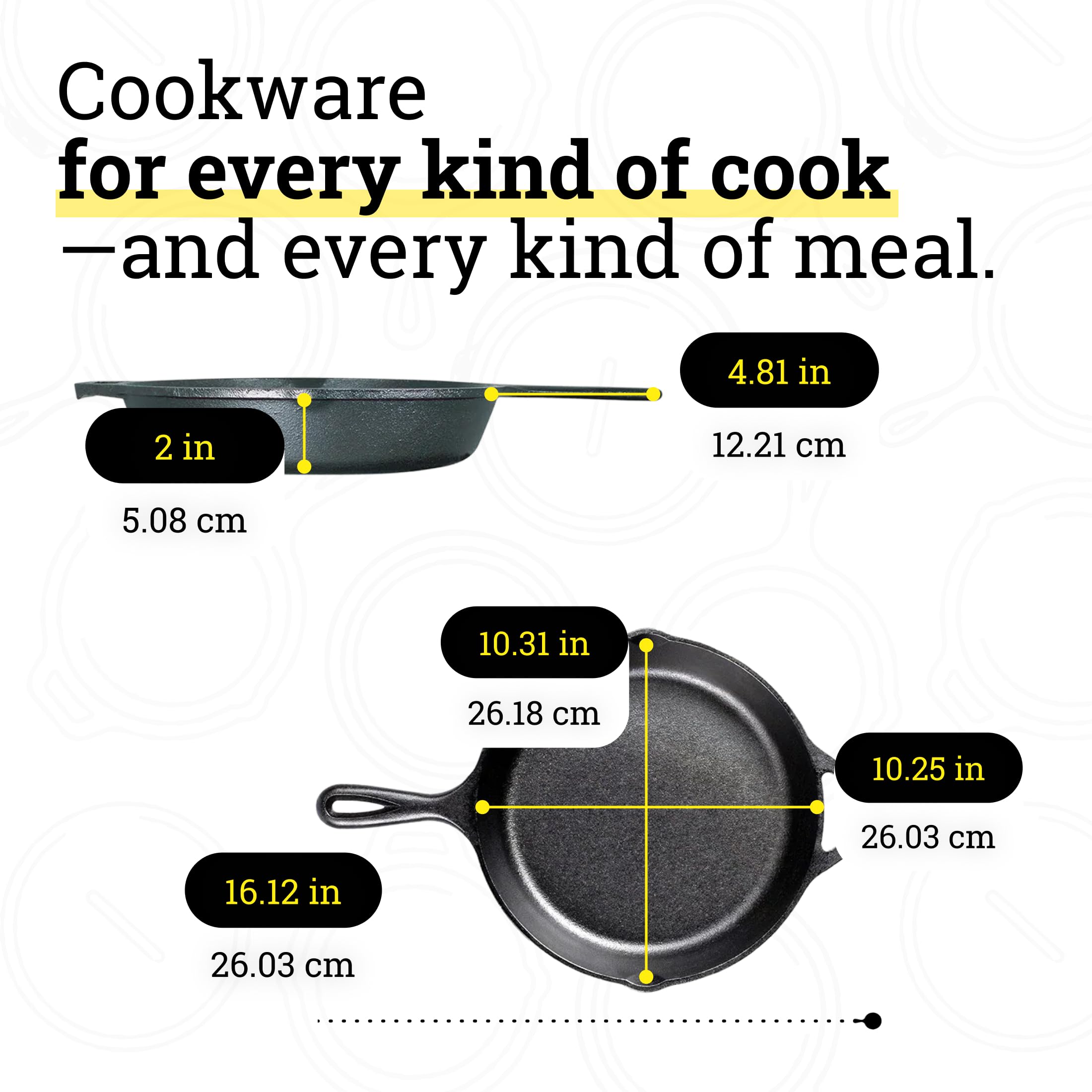 Lodge Cast Iron Skillet 10.25in - Pre-Seasoned, Durable Non-Toxic Cookware