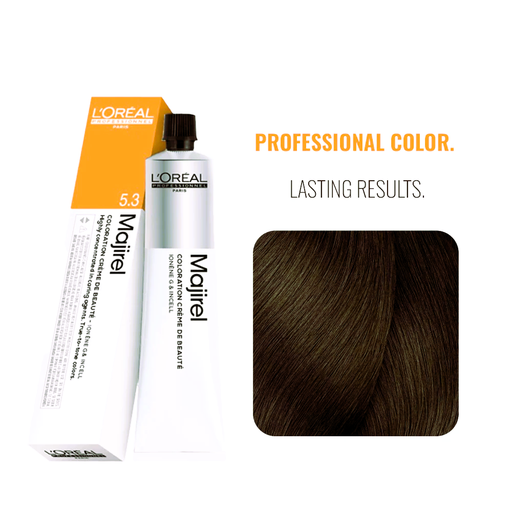 L’Oréal Professionnel Majirel 5.3 Coloration Crème – Rich Golden Brown, 50 ml
