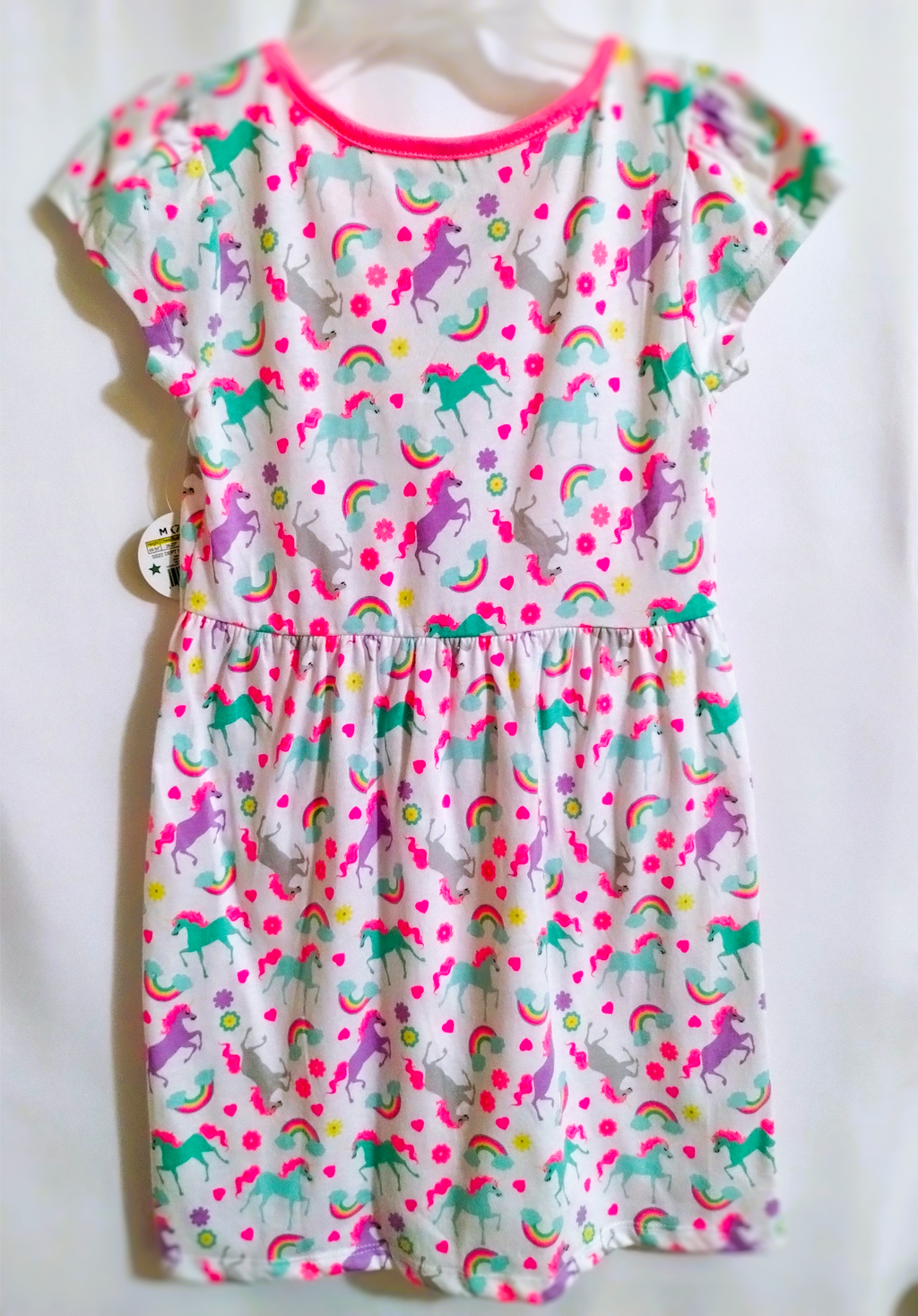 NWT Bobbie Brooks Unicorn Dress - Cotton-Blend, Pink Trim, Sizes XS–M