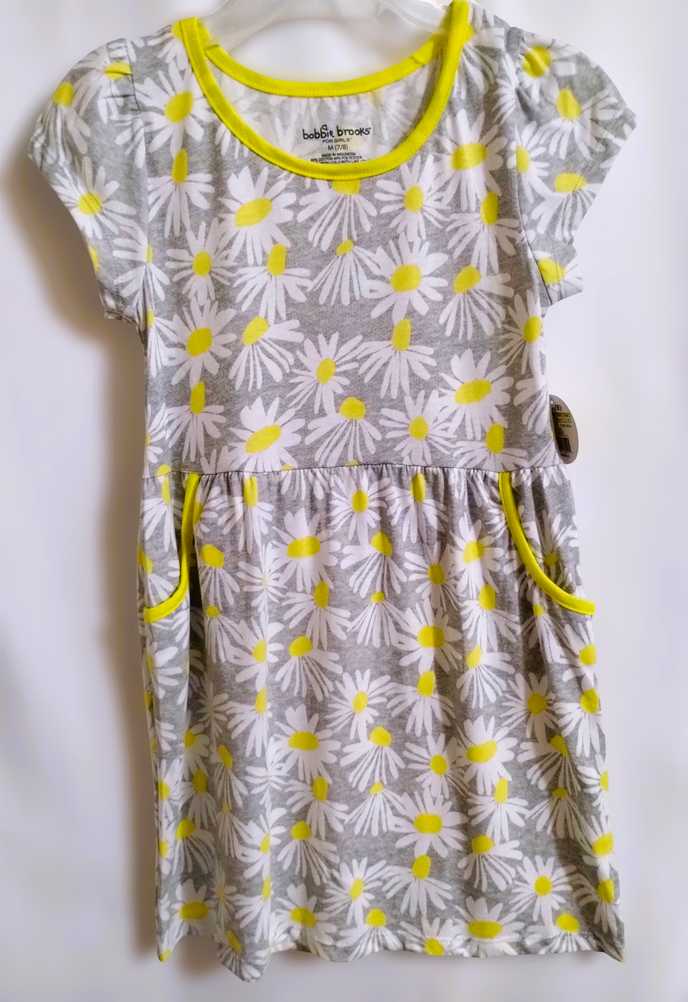 NWT Bobbie Brooks Daisy Print Dress - Gray & Yellow, XS, S, M