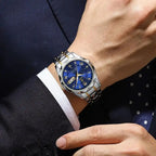 POEDAGAR Luxury Men's Watch | Two-Tone Stainless Steel | Day-Date Display ⌚✨