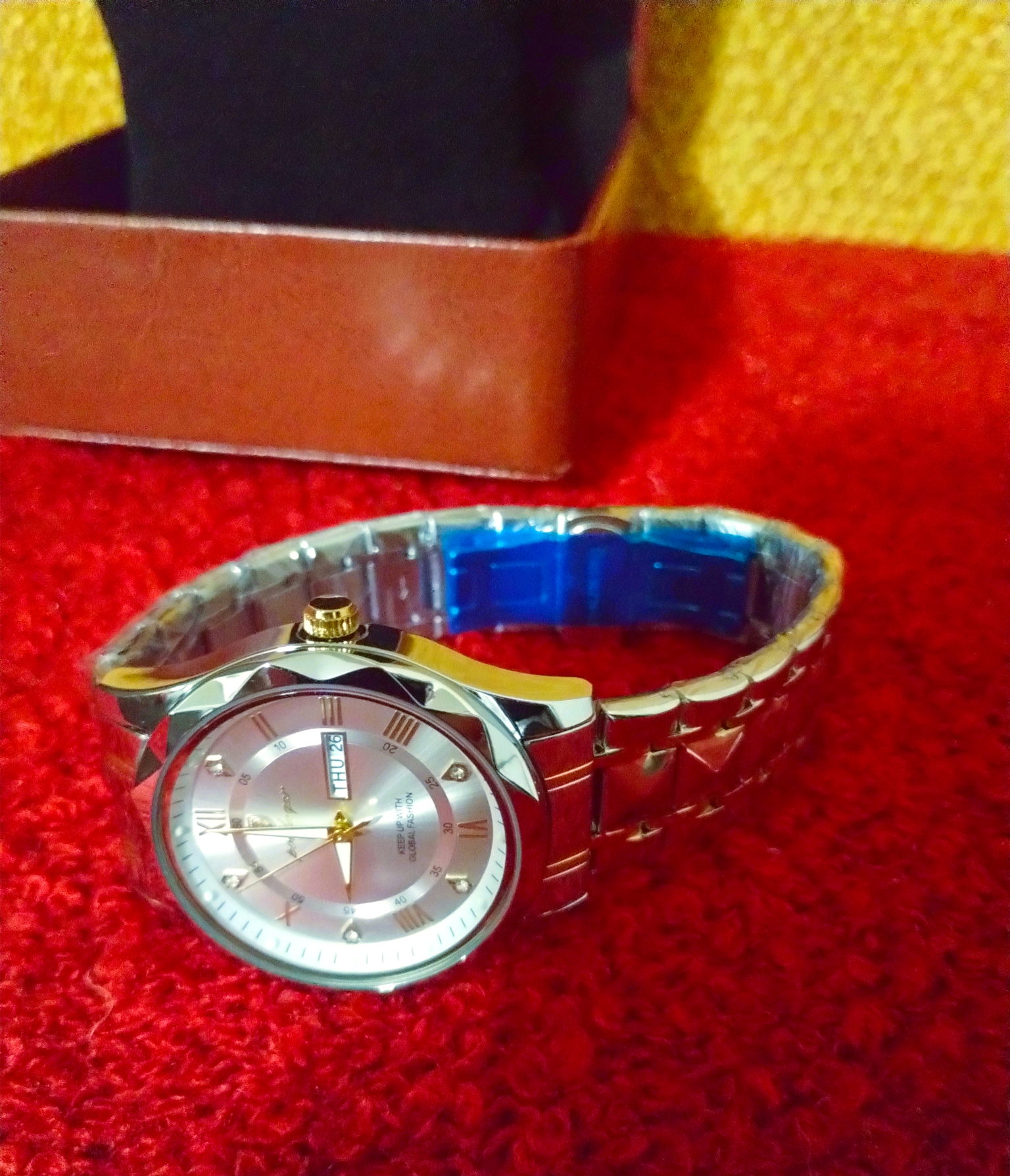 POEDAGAR Luxury Men's Watch - Two-Tone Stainless Steel with Day-Date