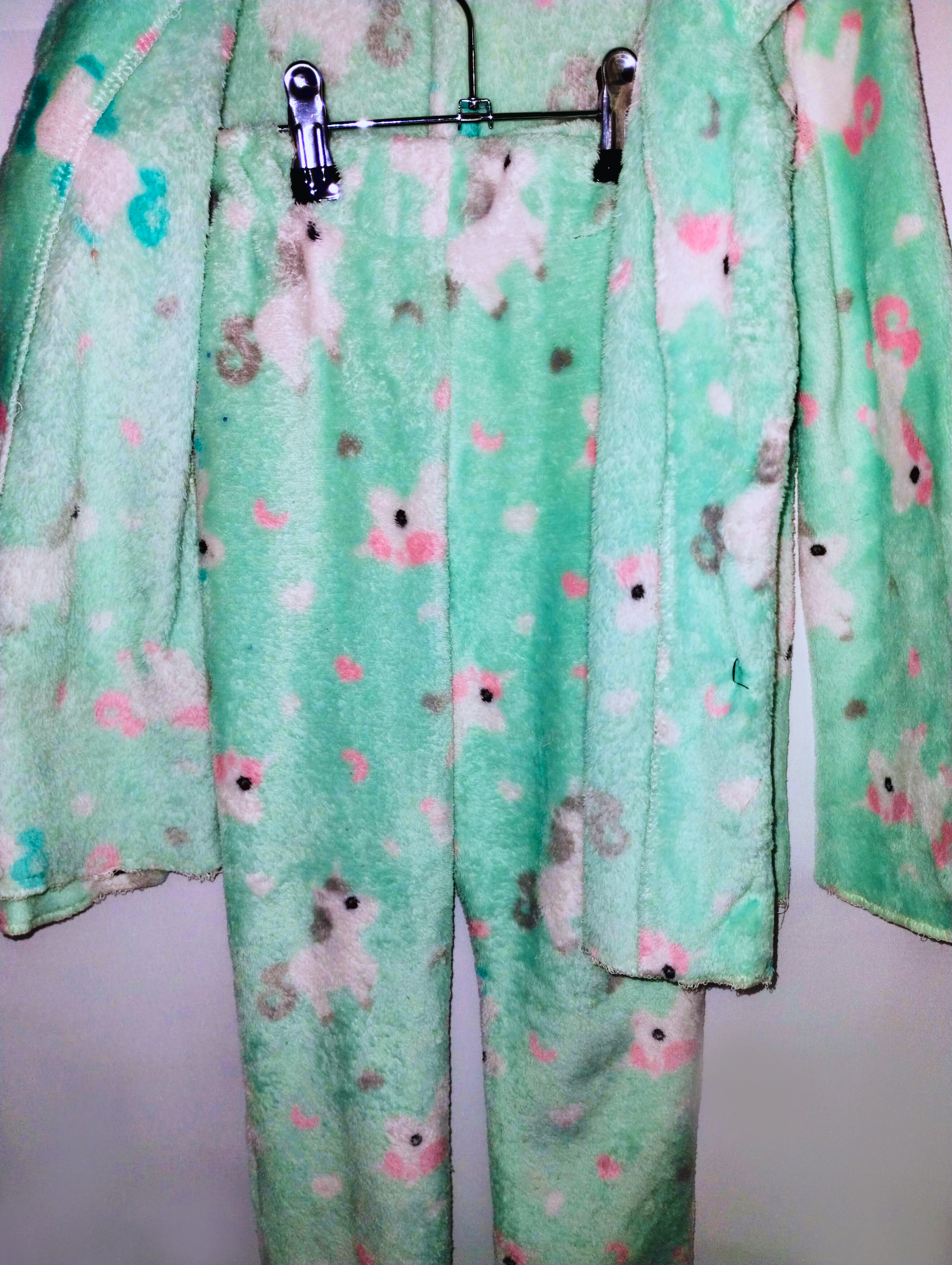 Mint Green Unicorn Print Fleece Pajama Set - Junior (preowned)