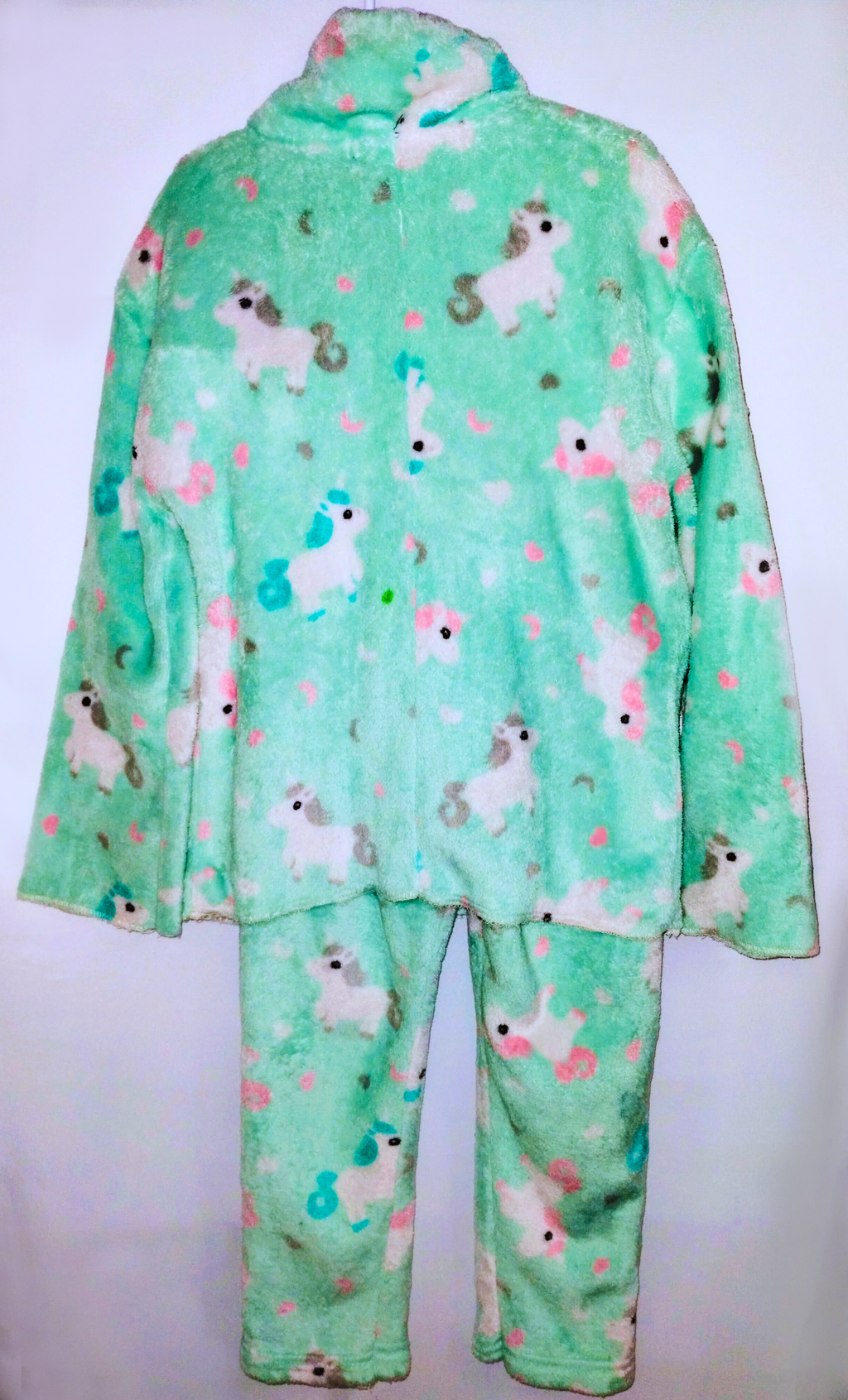 Mint Green Unicorn Print Fleece Pajama Set - Junior (preowned)